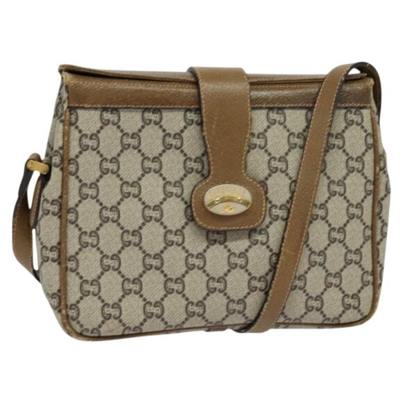 GUCCI GG Plus Supreme Shoulder Bag PVC Leather Beige Gold Auth th5900 - Picture 1 of 16